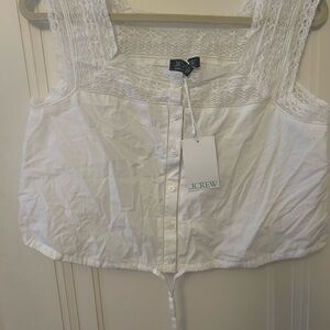 J. Crew Ivory Lace Detail Top